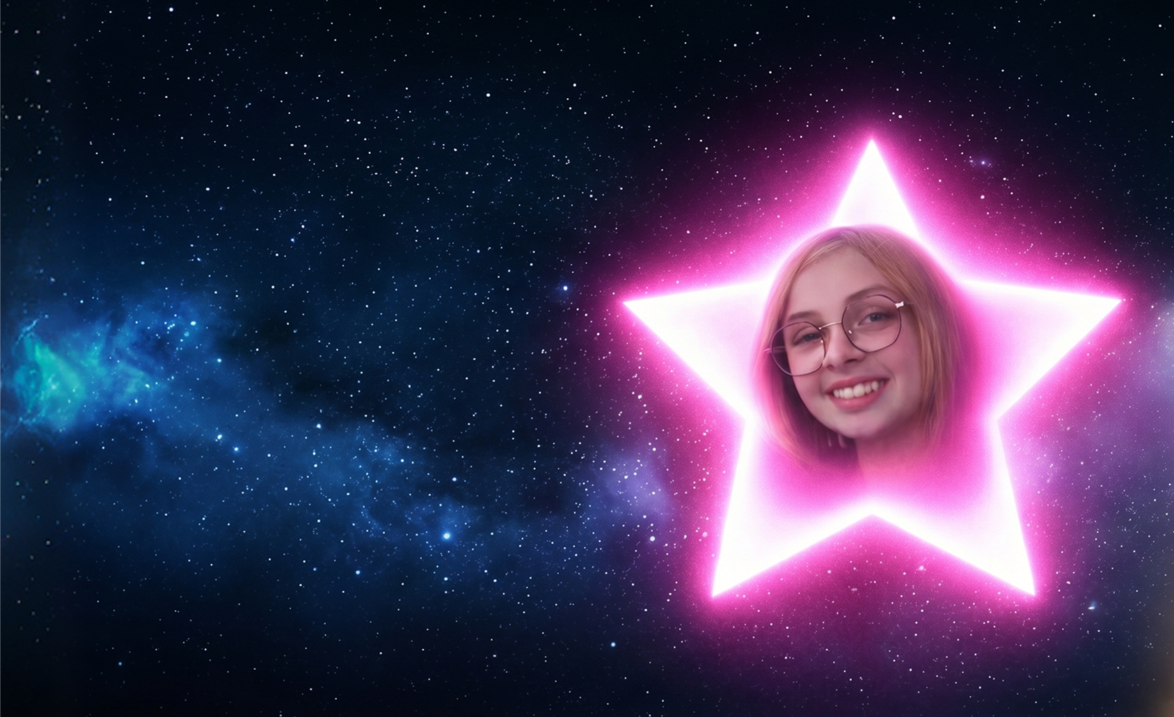 Liv Perotto neon star portrait